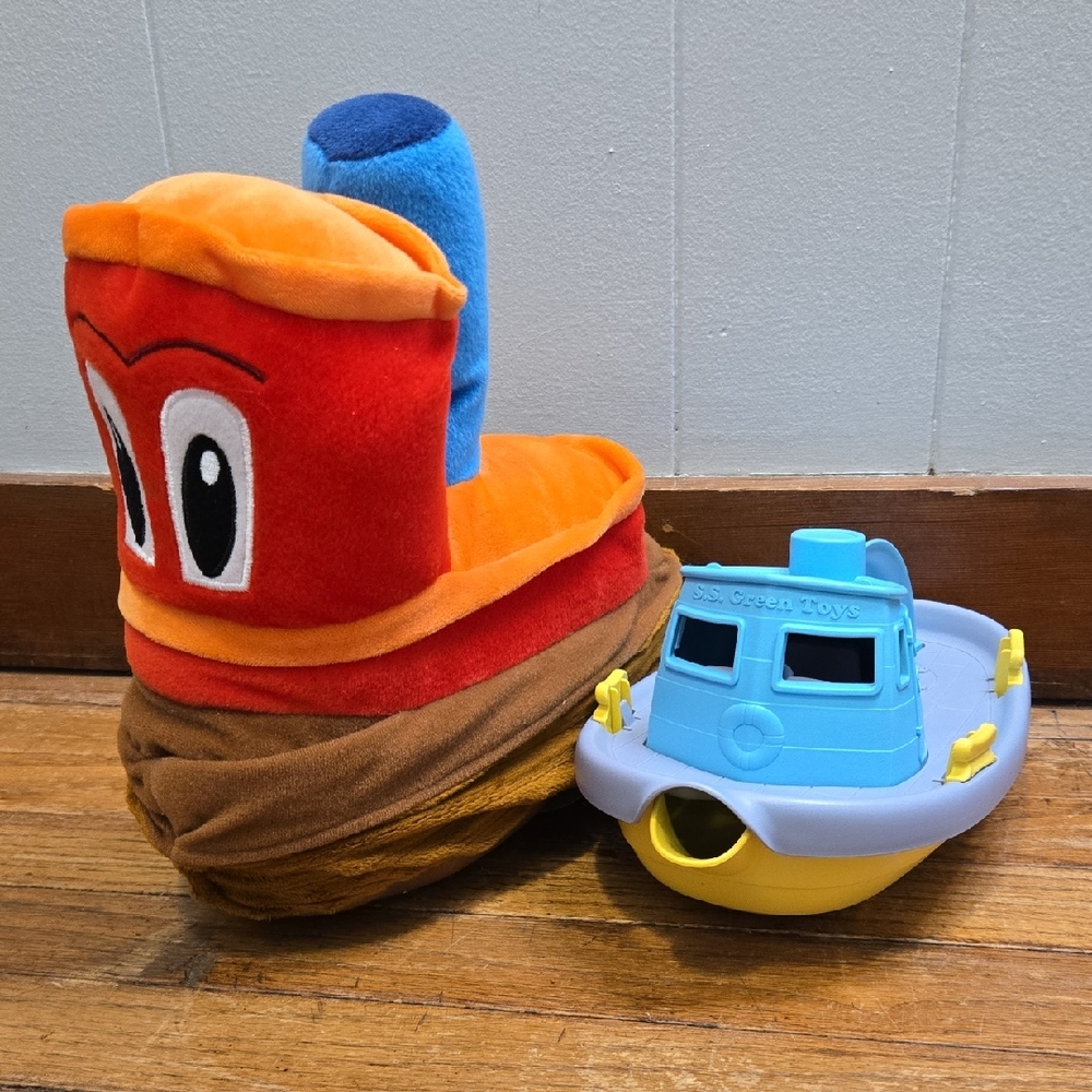 2 Tugboats Kohl's Cares Stuffy & Green Toys Scuffy Plush & Plastic USA